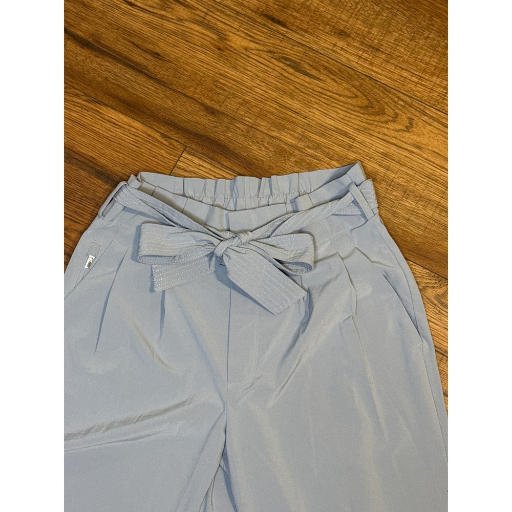 Athleta Skyline Pant Light Blue Paperbag Waist Tie Front Straight Leg Size 4 - Picture 3 of 5